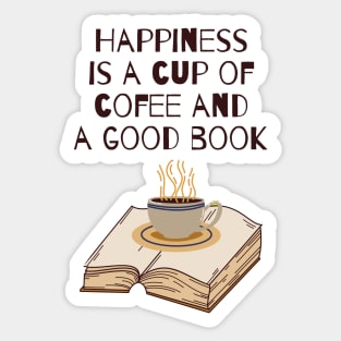 Happiness, coffee, a good book Sticker